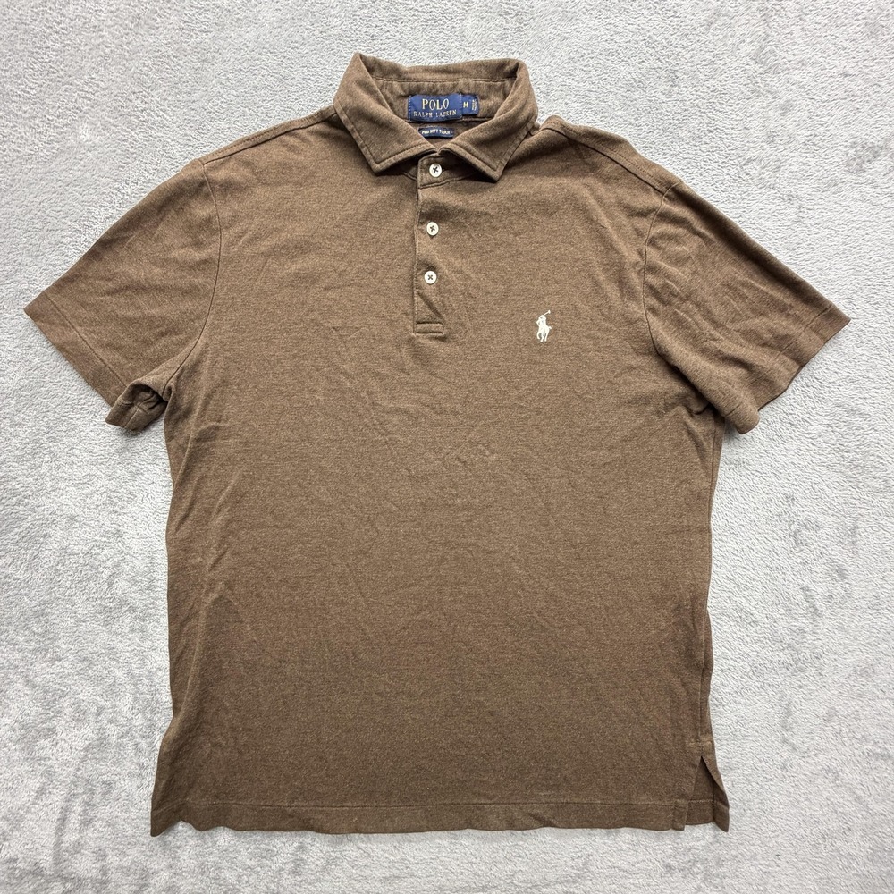 Polo Ralph Lauren Polo Shirt Mens M Brown 100% Cotton Pima Soft Touch Tagless